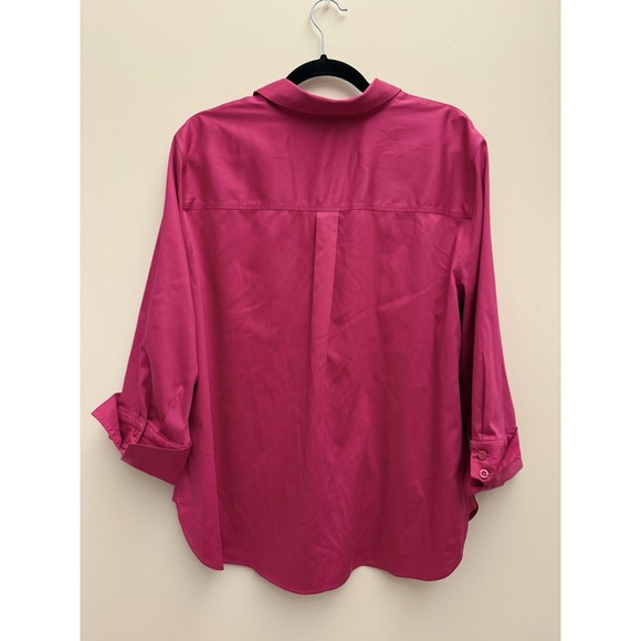 Chico's Women's Size 3 Red Garnet Long Sleeve Button Up Shirt Blouse Top - Picture 5 of 7